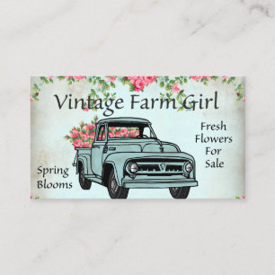 Carte De Visite Vintage Farm girl ajoute du texte