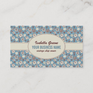 Carte De Visite Vintage Floral Blue Motif