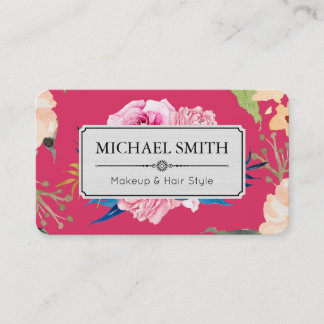 Carte De Visite Vintage Floral Elégant Moderne Cerise Couleur