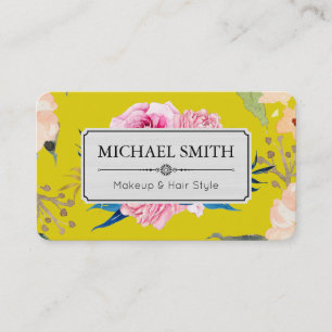 Carte De Visite Vintage Floral Elégant Moderne Couleur Citrine