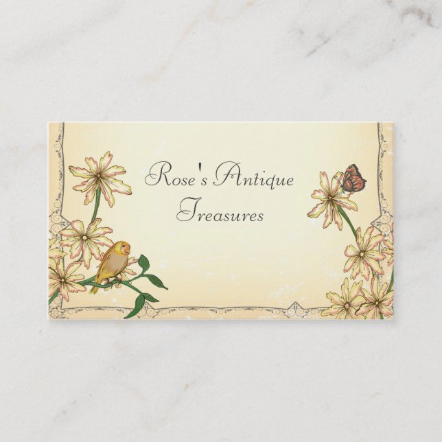 Carte De Visite Vintage Flowers and Bird (Devant)