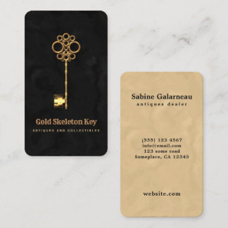Carte De Visite Vintage Gold Antique Skeleton Key Antiques Dealer
