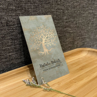 Carte De Visite Vintage Gold Tree Wellness & Spa Therapy Bronze