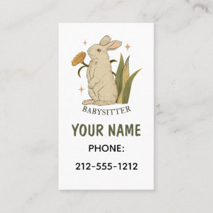 Carte De Visite Vintage Lapin Lapin Lapin Babysitter Code QR