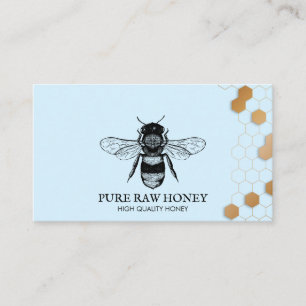Carte De Visite Vintage Miel Bee Honeypeb Apiary Bleu