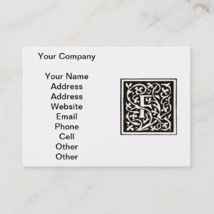 Carte De Visite Vintage Monogram F Art Nouveau Letter