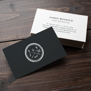 Carte De Visite Vintage Monogram Logo Golf Pro or Instructor