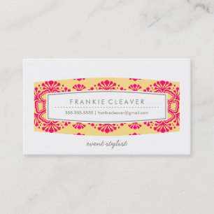 CARTE DE VISITE vintage motif floral jaune rose