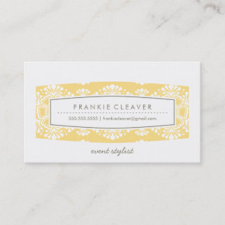 CARTE DE VISITE vintage motif floral panneau jaune