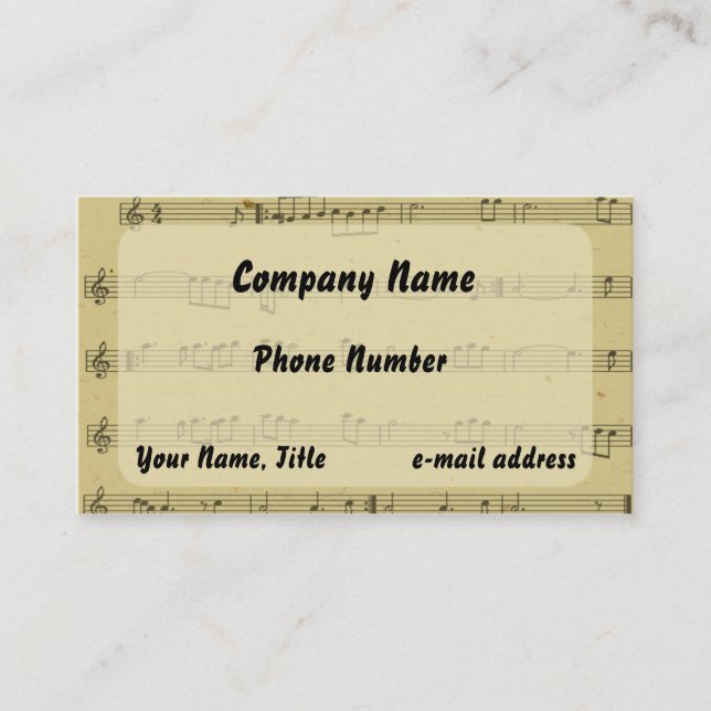 Carte De Visite Vintage Music Sheet (Devant)