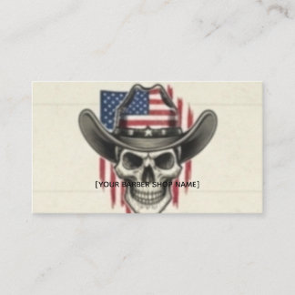 Carte De Visite Vintage Patriotic Barber Business Card - Cowboy Sk