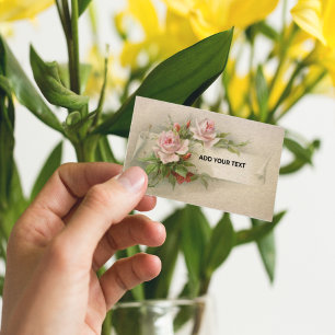 Carte De Visite Vintage Pink Roses Mariage Événement Planificateur