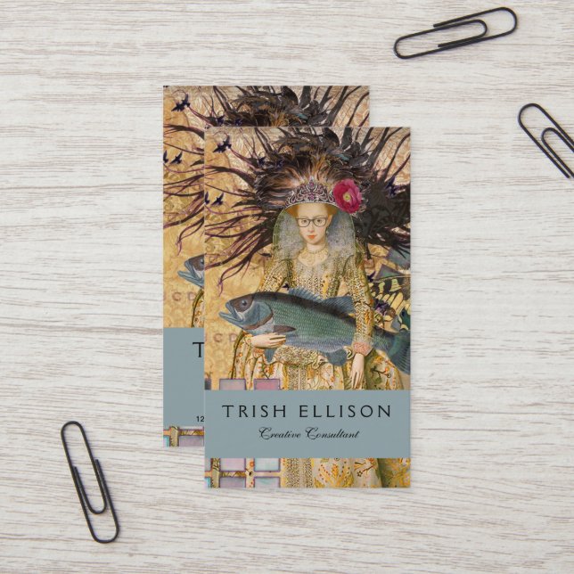 Carte De Visite Vintage Pisces femme gothique classique (Devant/Arrière en situation)