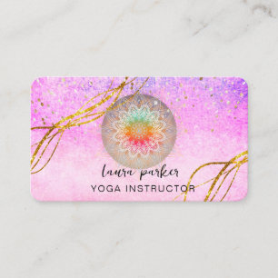 Carte De Visite Vintage Purple Mandala Gold Meditation Holistique