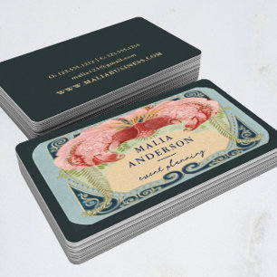 Carte De Visite Vintage Retro Floral Art Nouveau Cadre