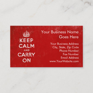 Carte De Visite Vintage Rouge Foncé en Distress Keep Calm and Carr