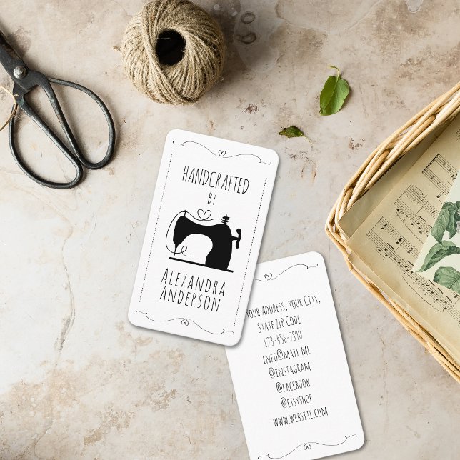 Carte De Visite Vintage Sewing Machine Handcrafted By (Vintage Sewing Machine Hand Craft Business Card)
