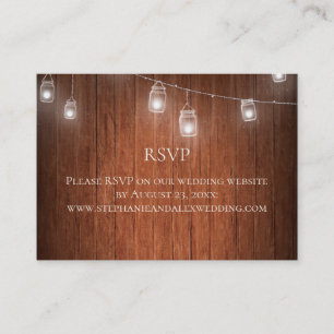 Carte De Visite Vintage String Lights Mason Jar Lace Mariage en bo