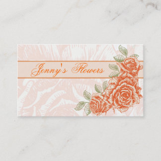 Carte De Visite Vintage tangerine orange roses personnalisés