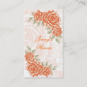Carte De Visite Vintage tangerine orange roses personnalisés