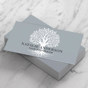 Carte De Visite Vintage Tree Dusty Blue Life Coach Yoga SPA