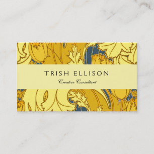 Carte De Visite Vintage Tulip Blue Gold Motif