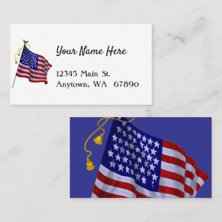 Carte De Visite Vintage US Flag in Patriotic Red White Blue Custom