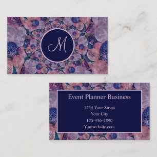 Carte De Visite Vintage violet rose ballons Planificateur d'évén