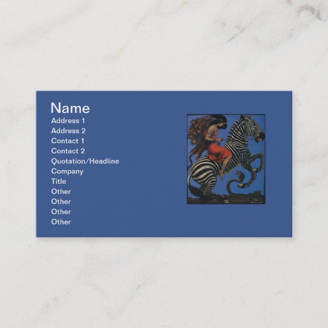 Carte De Visite Vintage Zebra Art Nouveau Femme (Devant)
