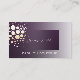 Carte De Visite Violet de confetti en or/bronze professionnel élég