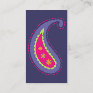 Carte De Visite Violet et Rose Paisley