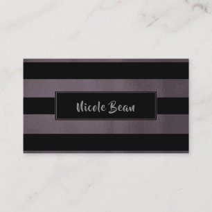 Carte De Visite Violet foncé, mauve et rayures noires, élégance mo