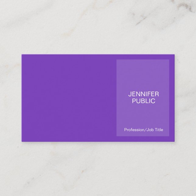 Carte De Visite Violet Moderne Élégant Créatif Chic Professionnel (Devant)
