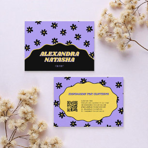 Carte De Visite Violet Noir Jaune Vêtements Faits Main Fleur Y2K