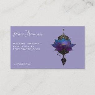 CARTE DE VISITE VIOLET ORACLE EMBLÈME DU LOTUS MYSTIQUE