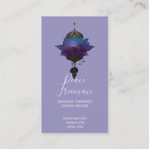 CARTE DE VISITE VIOLET ORACLE EMBLÈME DU LOTUS MYSTIQUE