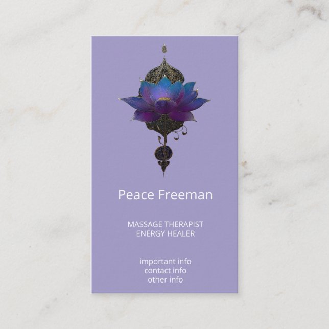 CARTE DE VISITE VIOLET ORACLE | EMBLÈME DU LOTUS MYSTIQUE (Devant)