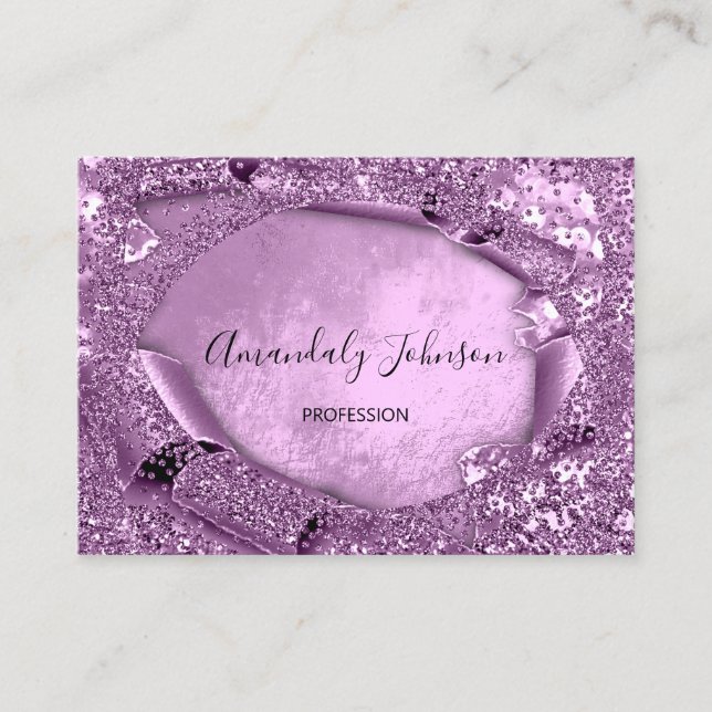 Carte De Visite Violet Parties scintillant Confetti Maquillage Art (Devant)