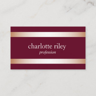Carte De Visite Violet   Rose moderne Gold Stripes élégant