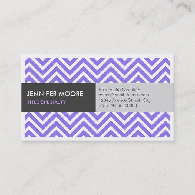 Carte De Visite Violet violet moderne ZigZag Chevron Motif (Devant)