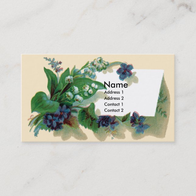 Carte De Visite Violettes et muguet victoriens (Devant)