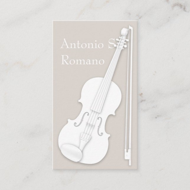 Carte De Visite Violon blanc & Bow Simply Elegant String Player (Devant)