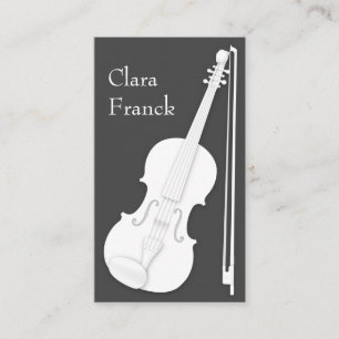 Carte De Visite Violon blanc et croustille sur le Charcoal Grey Mu