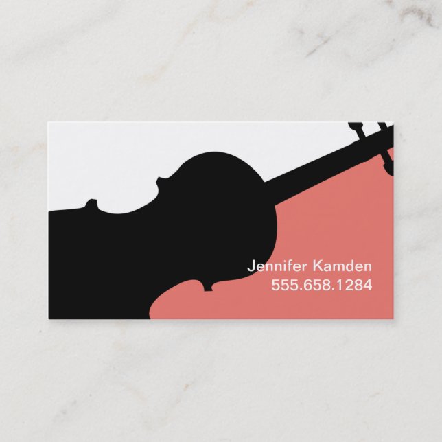 Carte De Visite Violon enseignant Joueur Musique Studio Musicien (Devant)