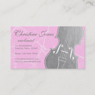 Carte De Visite violon gris sur marbre rose