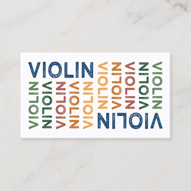 Carte De Visite Violon mignon coloré (Devant)
