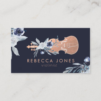 carte de visite violoniste des fleurs bleues pouss