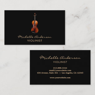 Carte De Visite Violoniste professionnel Violon musical Or Noir