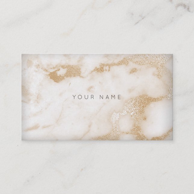 Carte De Visite Vip blanc crème ivoire or beige marbre blanc (Devant)