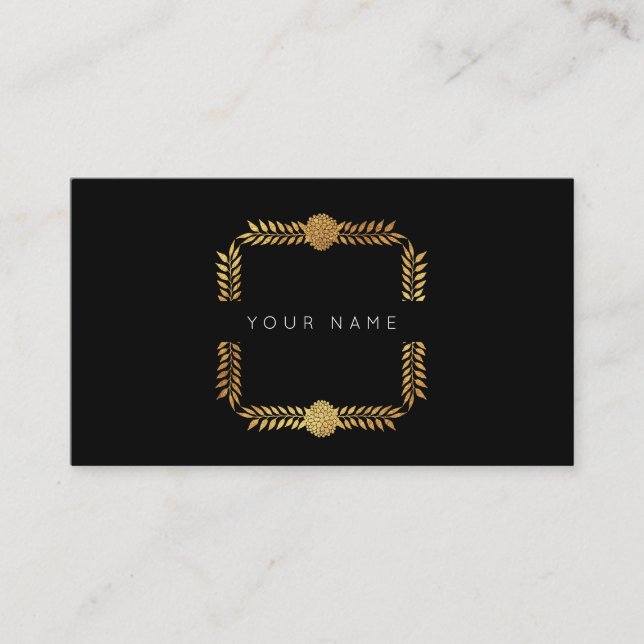 Carte De Visite Vip noir Laurel Golden Foil rose (Devant)